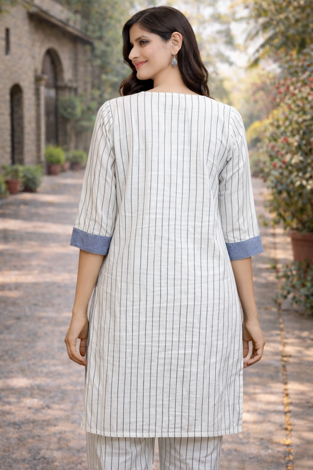 Off-White Striped Kurta