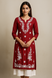 Ruhani Ruby – Elegant Maroon Kurta with White Threadwork