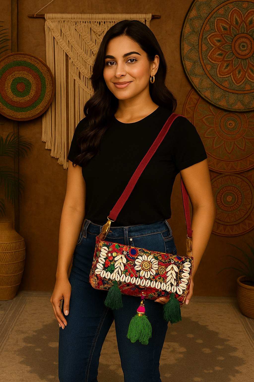 Multicolor bandhini bag
