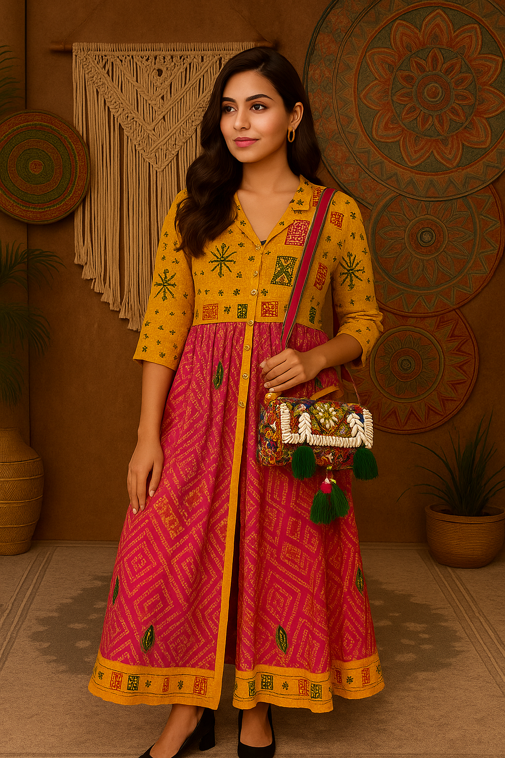 Multicolor bandhini bag