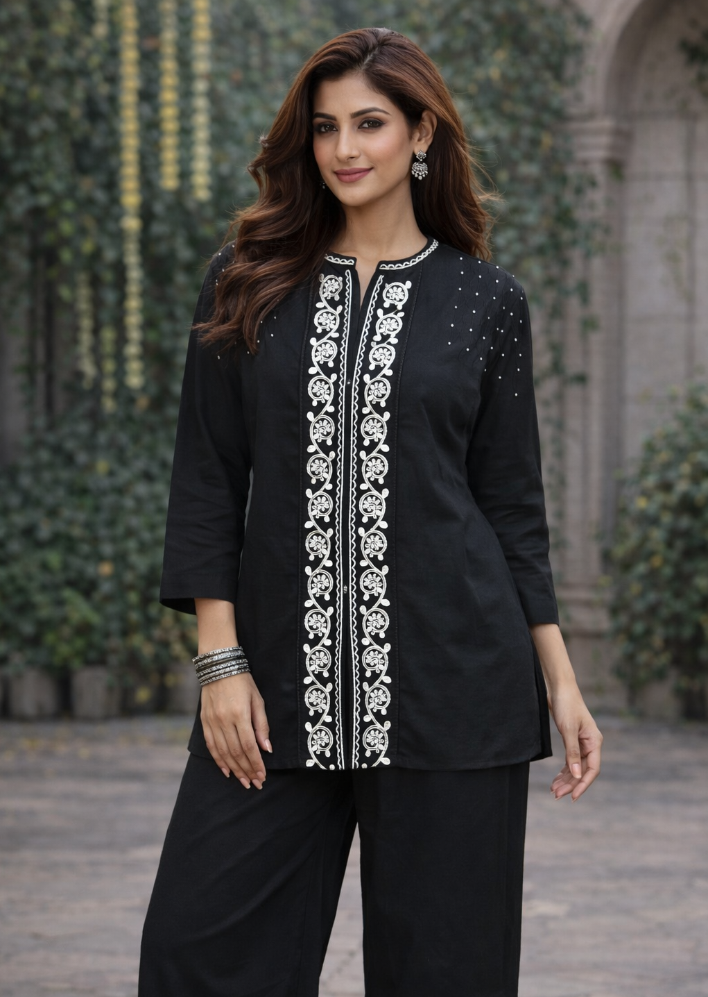 Midnight Embroidered Kurti Set