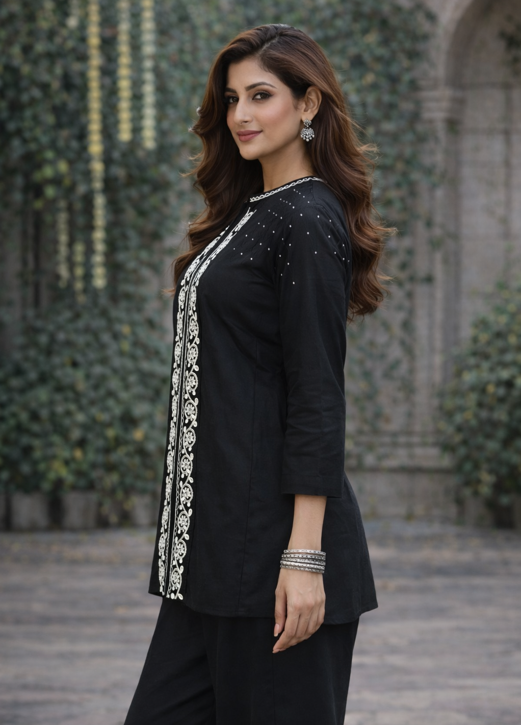 Midnight Embroidered Kurti Set