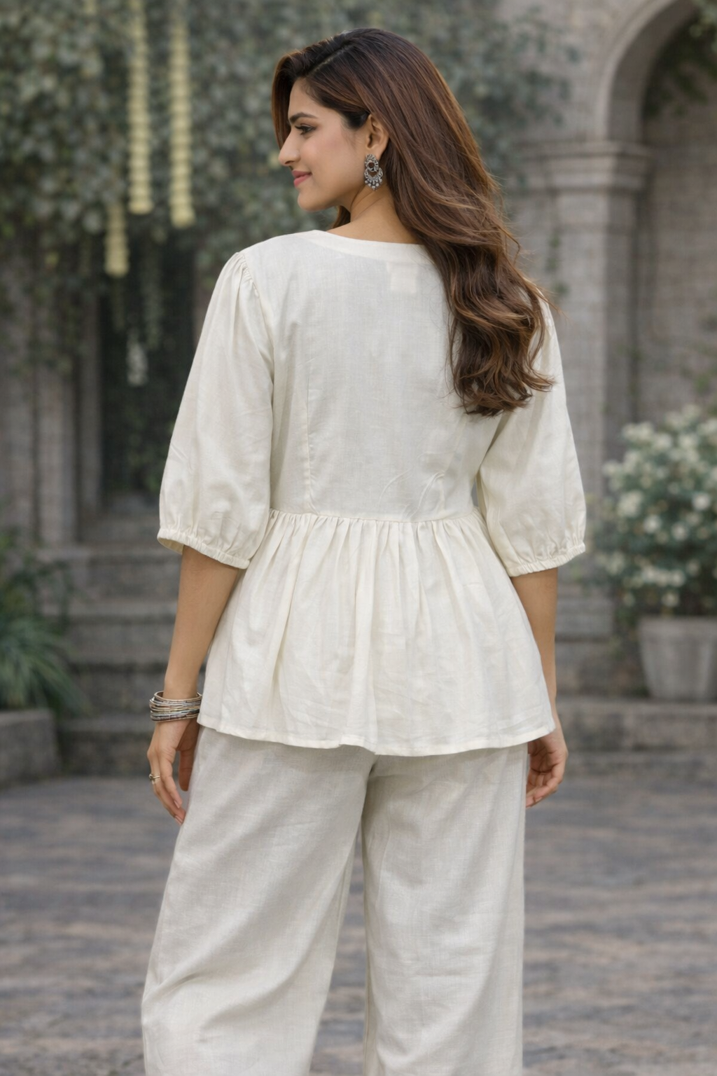 Off-White Embroidered Co-Ord Set