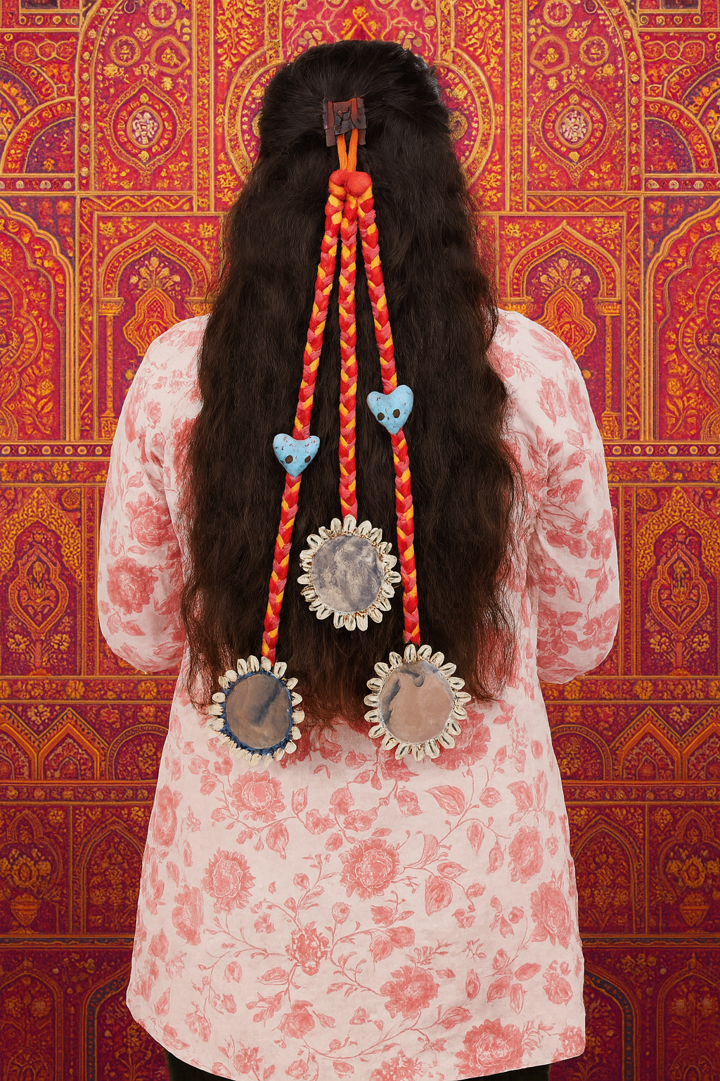 Boho Braided Hair Accessory with Mirror & Shell Embellishments