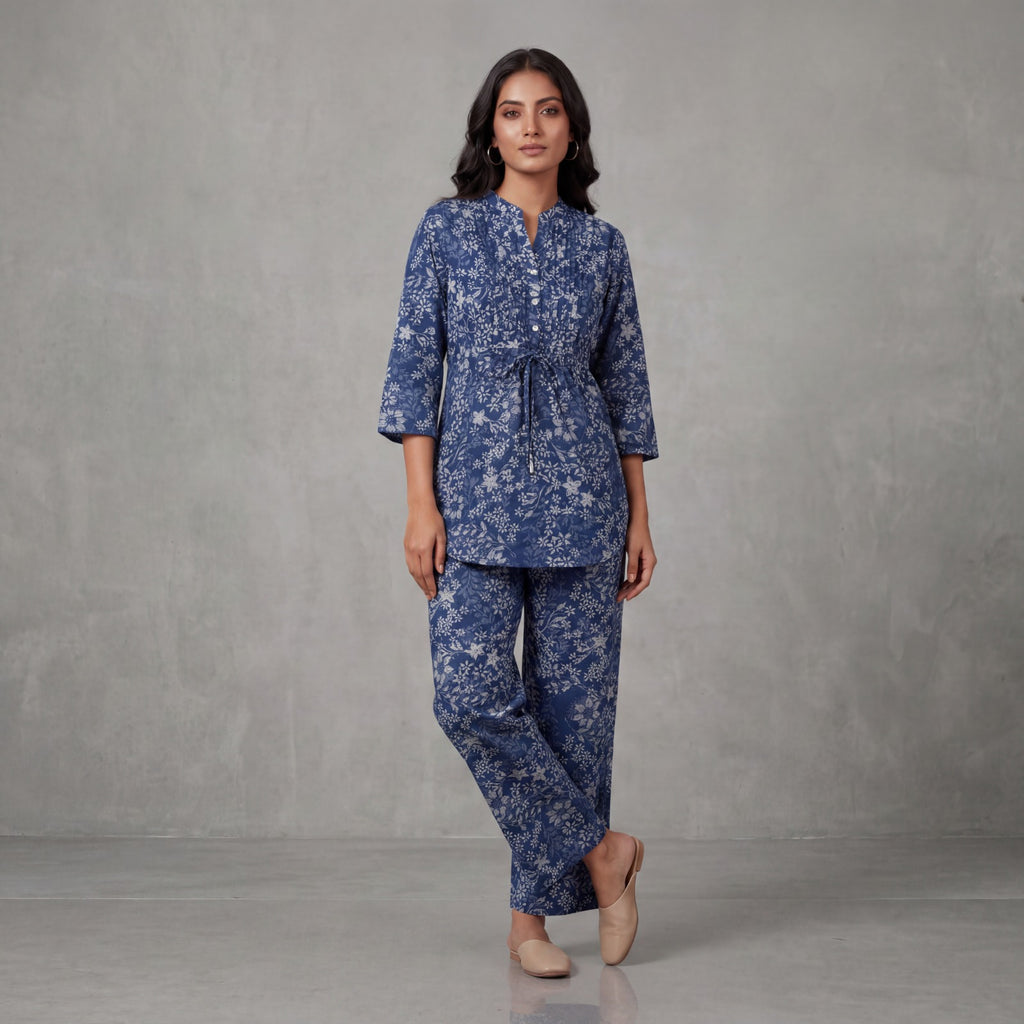 Indigo Blossom Cotton Co-Ord Set