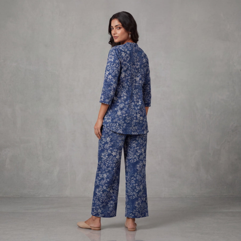 Indigo Blossom Cotton Co-Ord Set