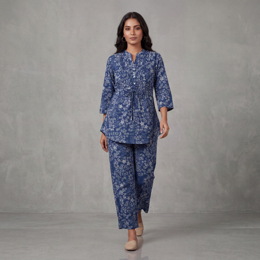 Indigo Blossom Cotton Co-Ord Set