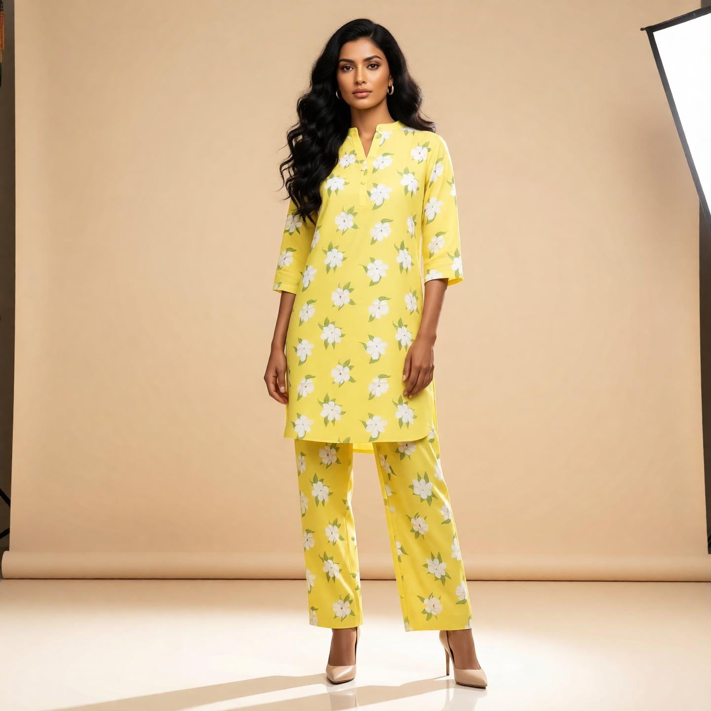 Sunshine Blossom Printed Kurta Pant Set