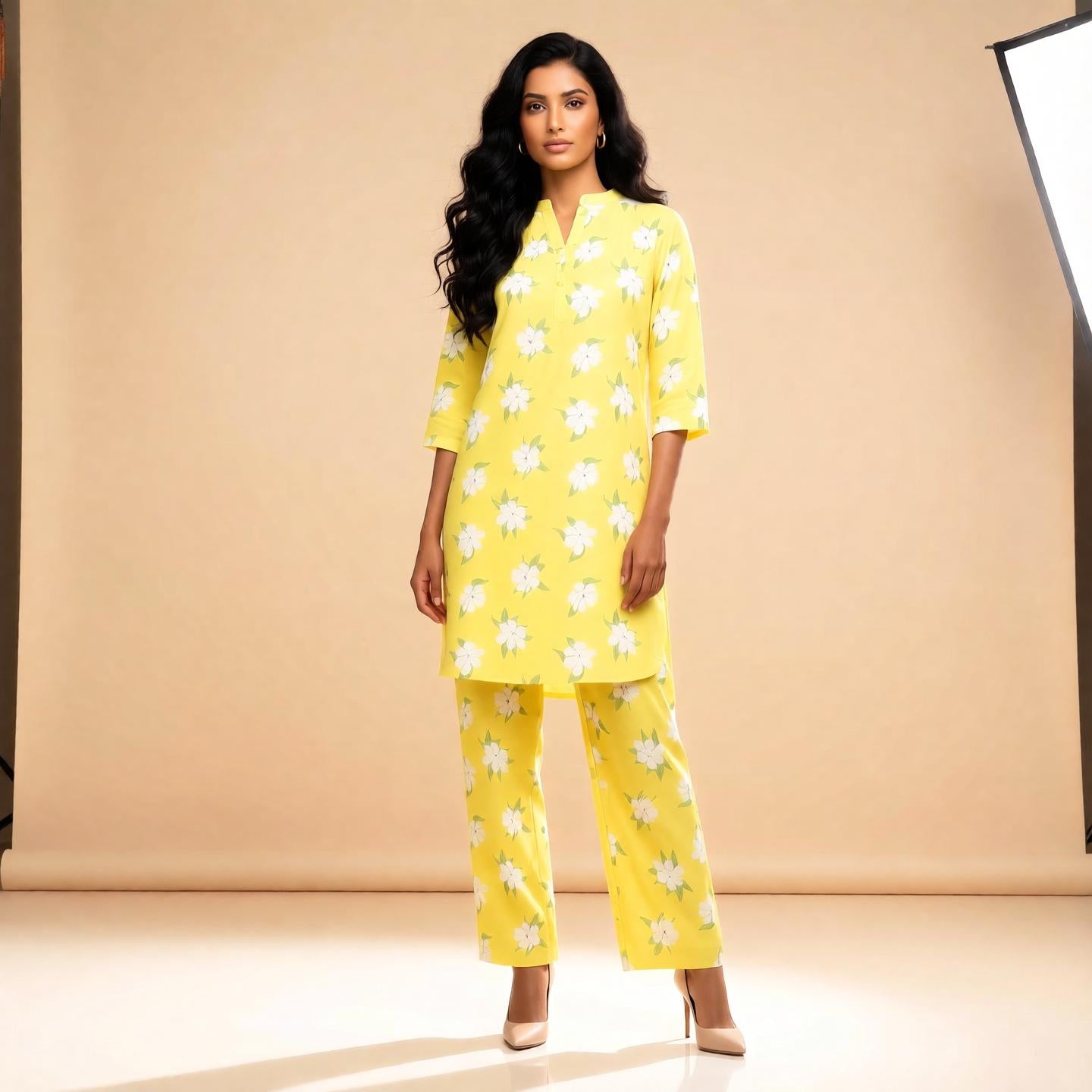 Sunshine Blossom Printed Kurta Pant Set