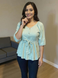 Aqua Sky Cotton Peplum Top