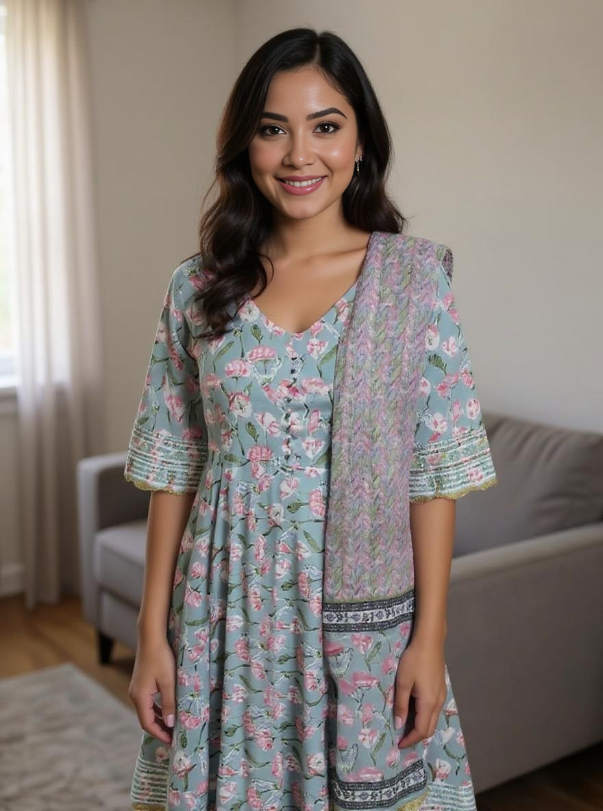 Blush Bloom Printed Kurta Set