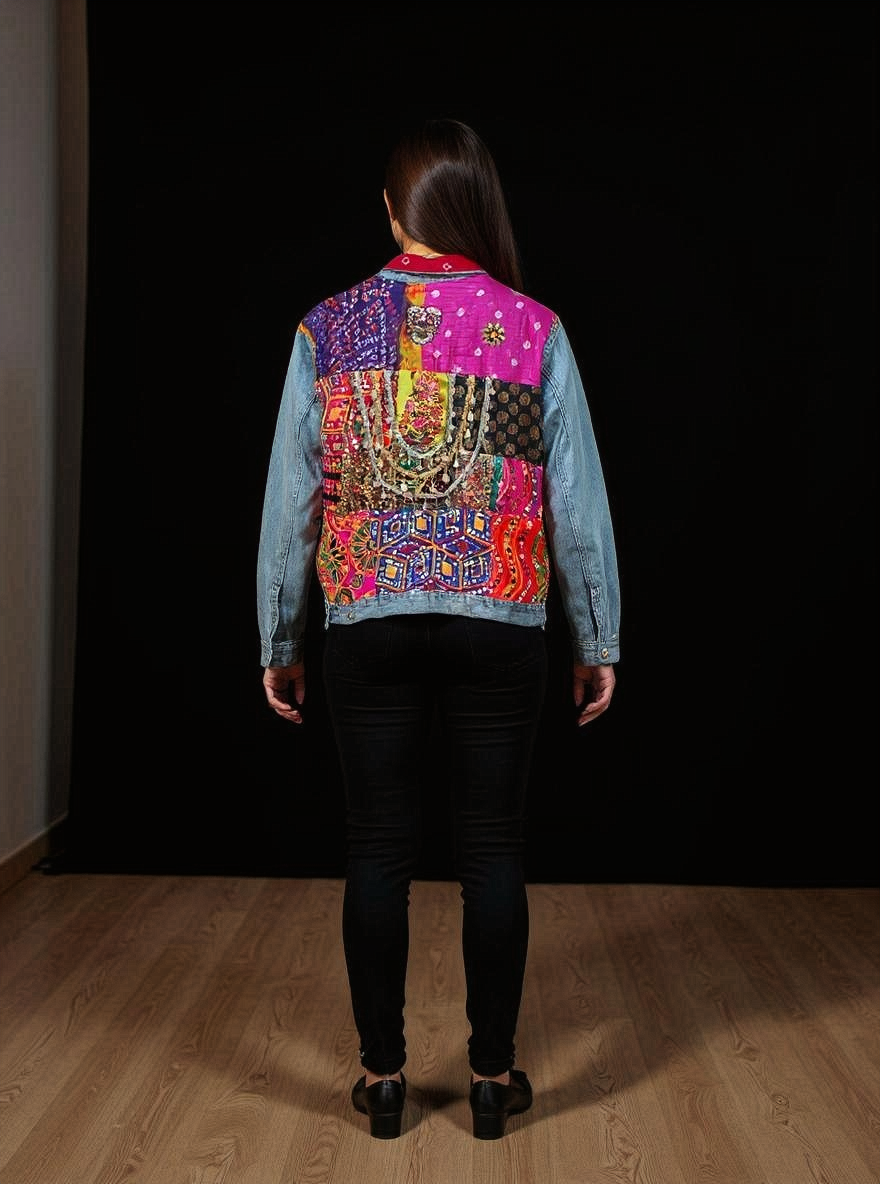 Handmade Boho Patchwork Jacket – Ethnic Denim Fusion