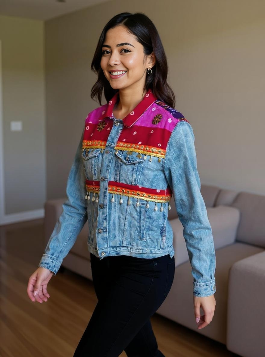 Handmade Boho Patchwork Jacket – Ethnic Denim Fusion