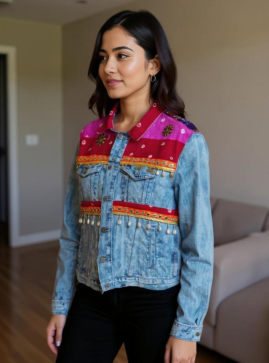 Handmade Boho Patchwork Jacket – Ethnic Denim Fusion