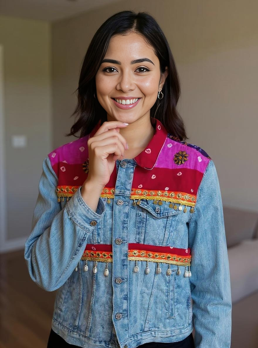 Handmade Boho Patchwork Jacket – Ethnic Denim Fusion