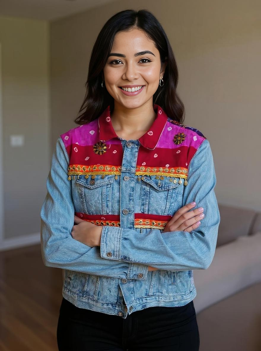 Handmade Boho Patchwork Jacket – Ethnic Denim Fusion