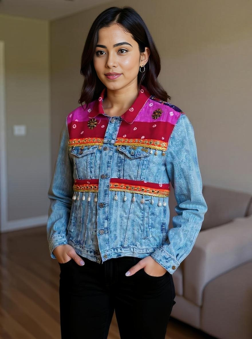Handmade Boho Patchwork Jacket – Ethnic Denim Fusion