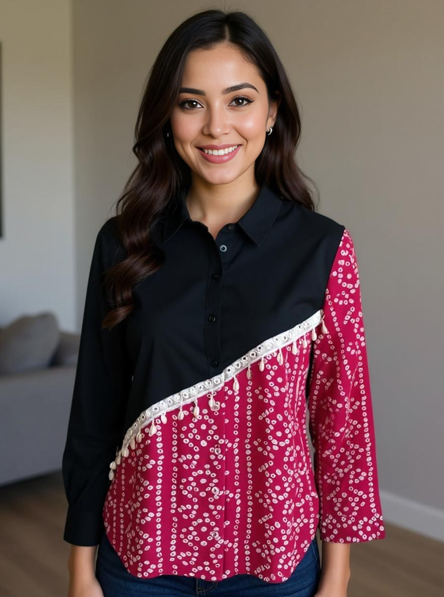 Half & Half Panelled Shirt