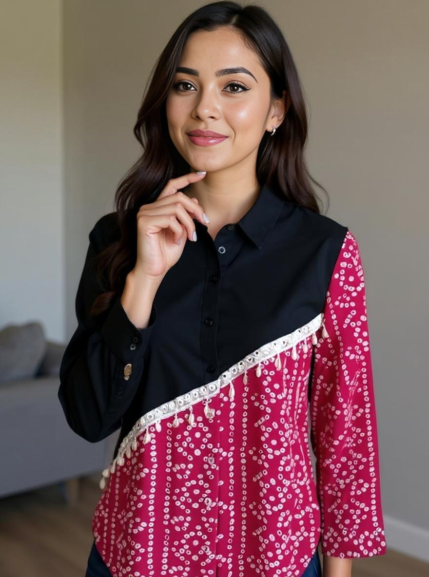 Half & Half Panelled Shirt