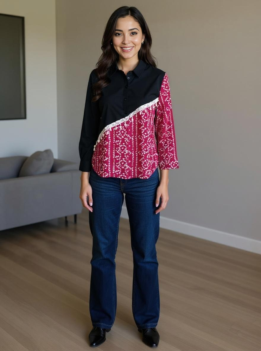 Half & Half Panelled Shirt
