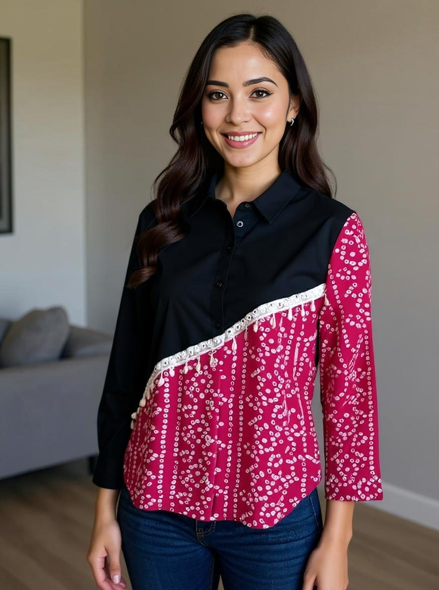 Half & Half Panelled Shirt