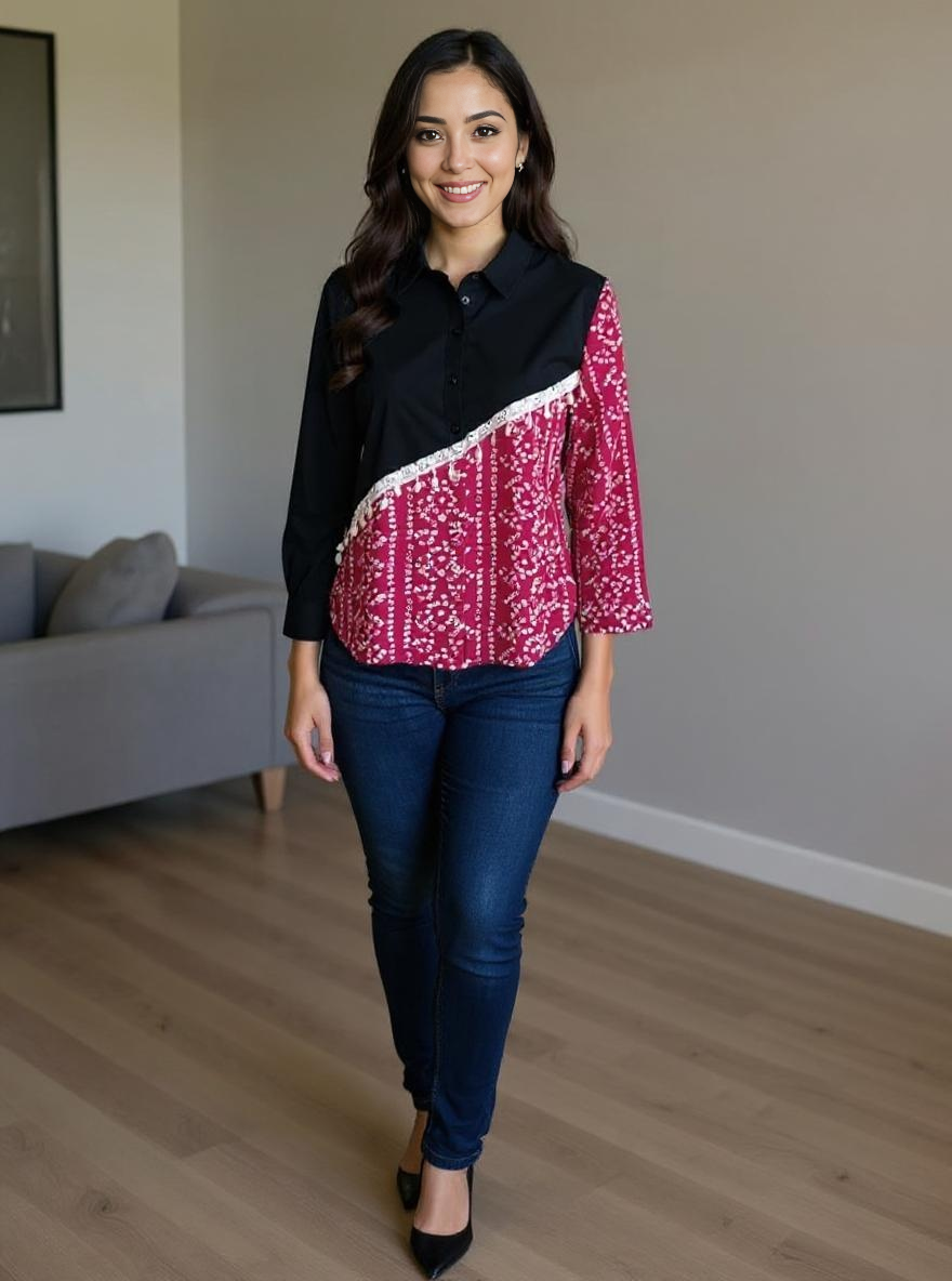 Half & Half Panelled Shirt