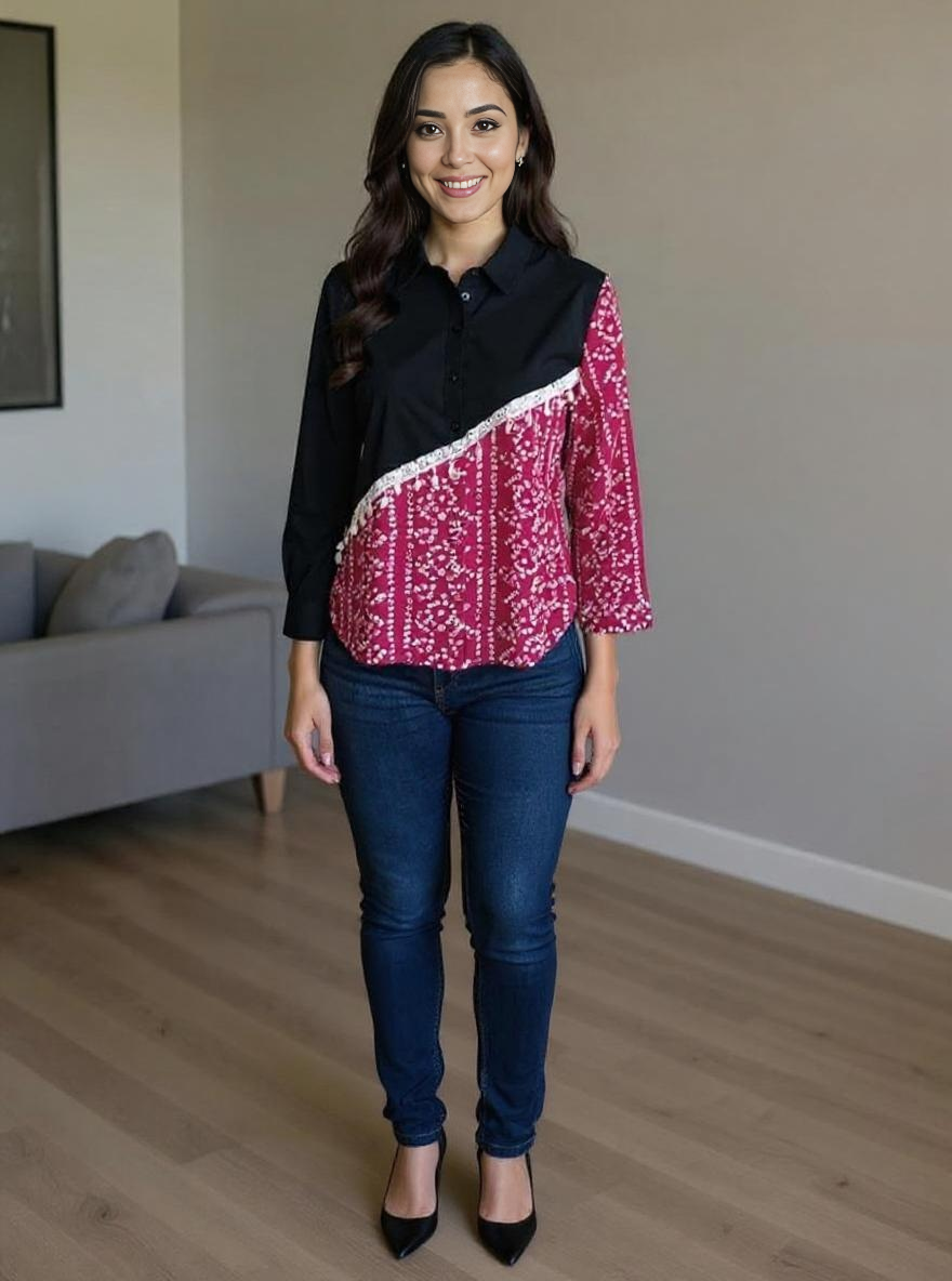 Half & Half Panelled Shirt