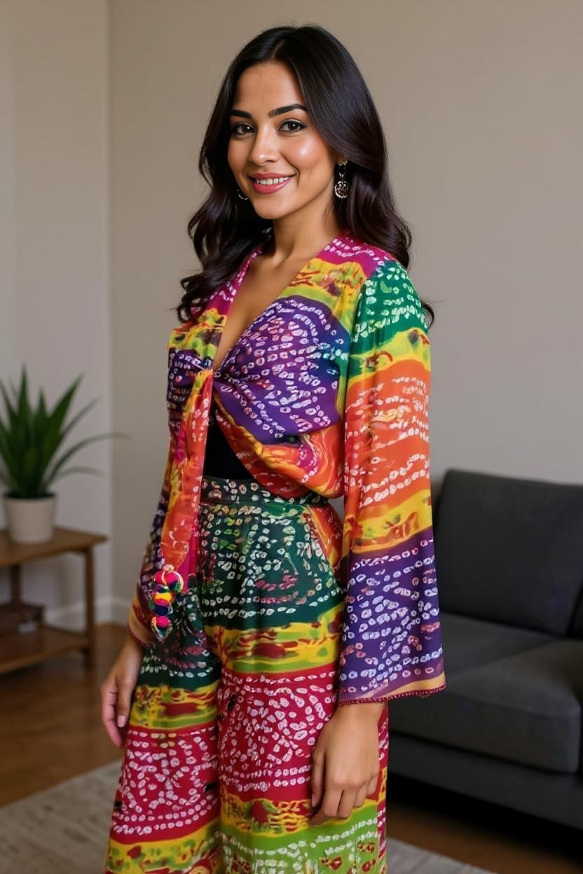 Co-ord Set Bandhini Boho Vibe Multicolor