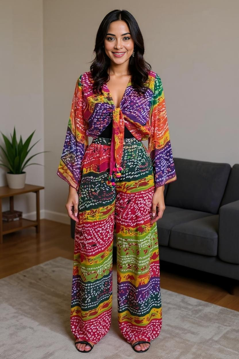 Co-ord Set Bandhini Boho Vibe Multicolor