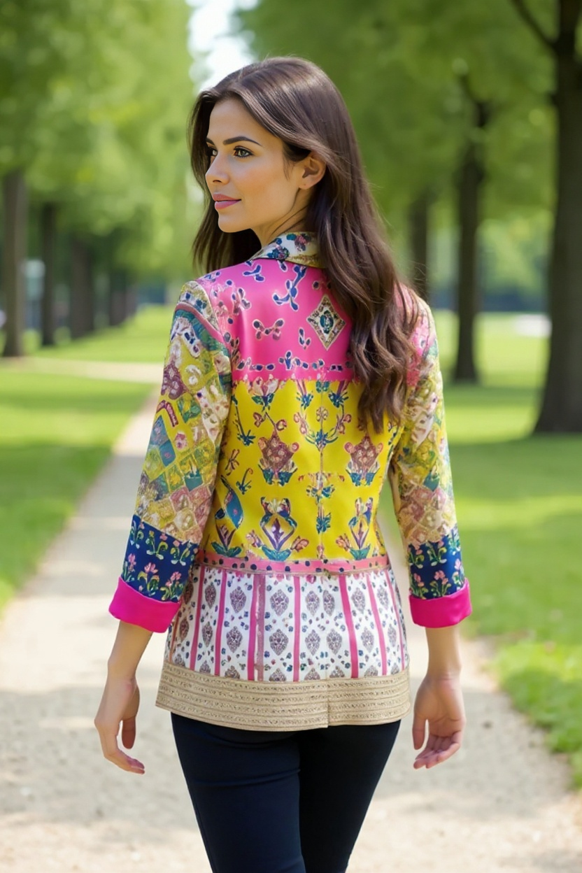 Blazer Set Multicolor Boho Fusion Printed
