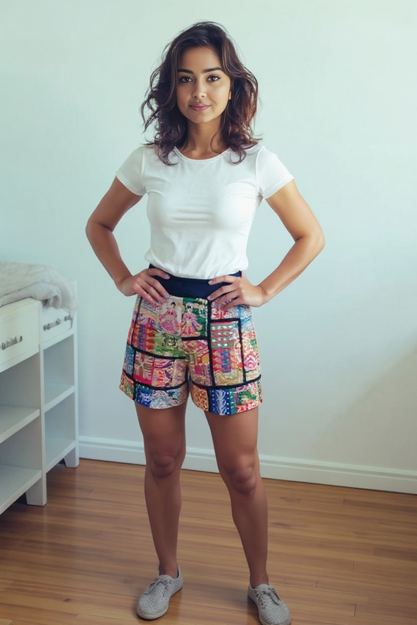 Gypsy Boho Patchwork Embroidered Shorts Mirror Work – Festival & Casual Wear