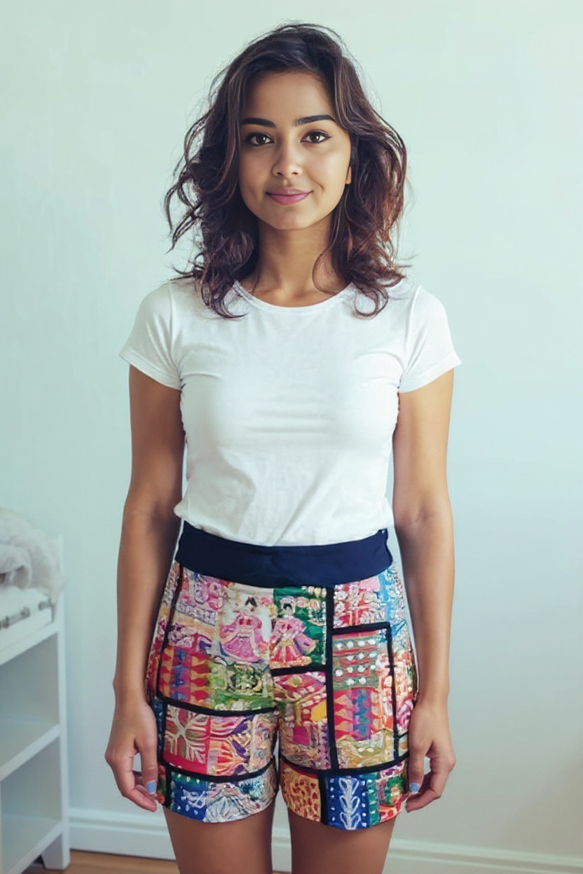 Gypsy Boho Patchwork Embroidered Shorts Mirror Work – Festival & Casual Wear