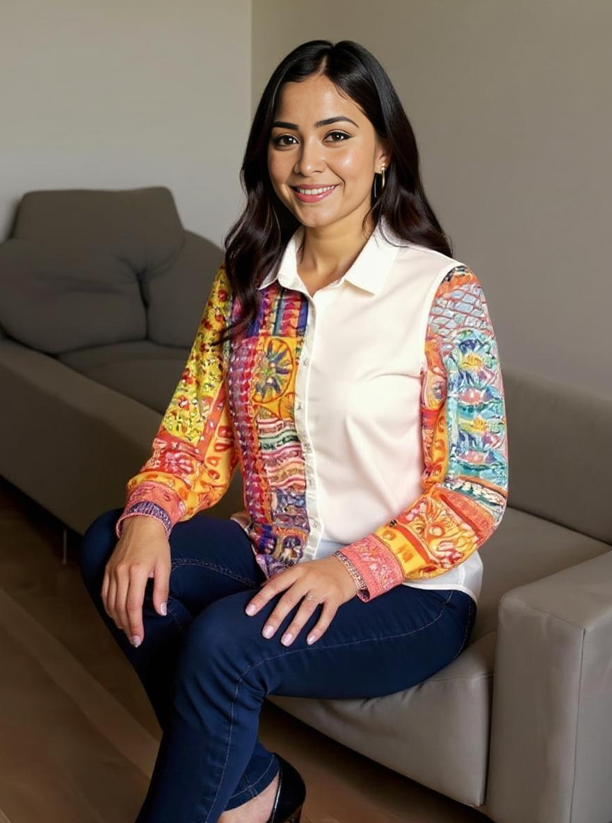 White Handcrafted Patchwork Shirt with Artistic Hand Embroidery – Boho Fusion Wear