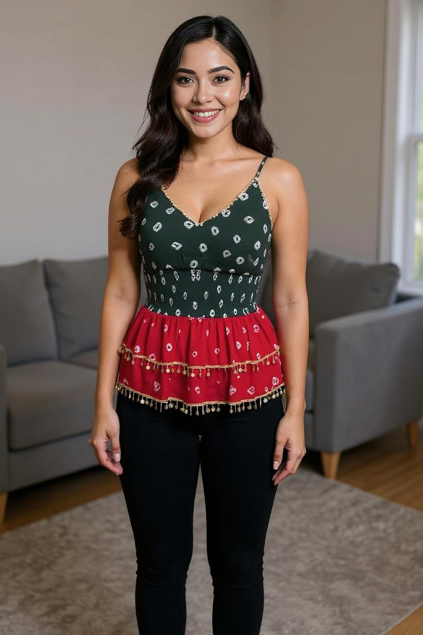 Festive Boho Tassel Peplum Top