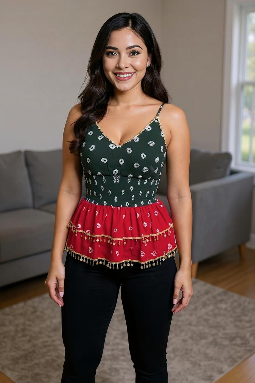 Festive Boho Tassel Peplum Top