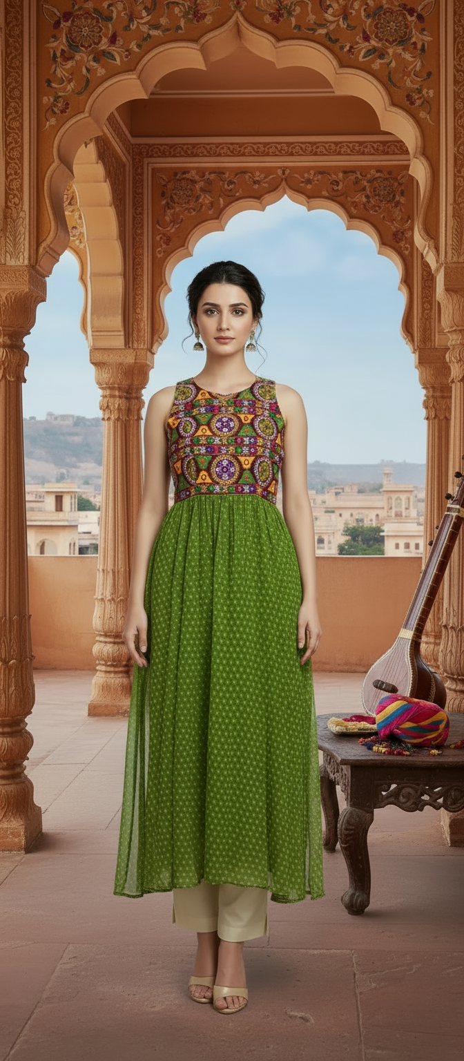 Jaipuri Boho Mirror Embroidered Kurta