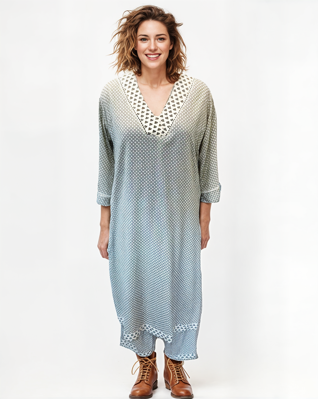 Nomad Charm – Boho Chic Printed Long kurta set With Pant