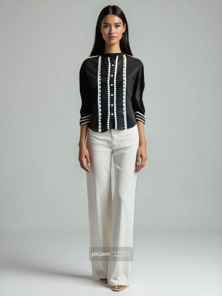 Mystic Black – Hand Embroidered Rayon Shirt