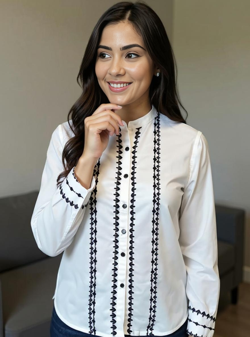 Pure Charm – White Casual Wear Top