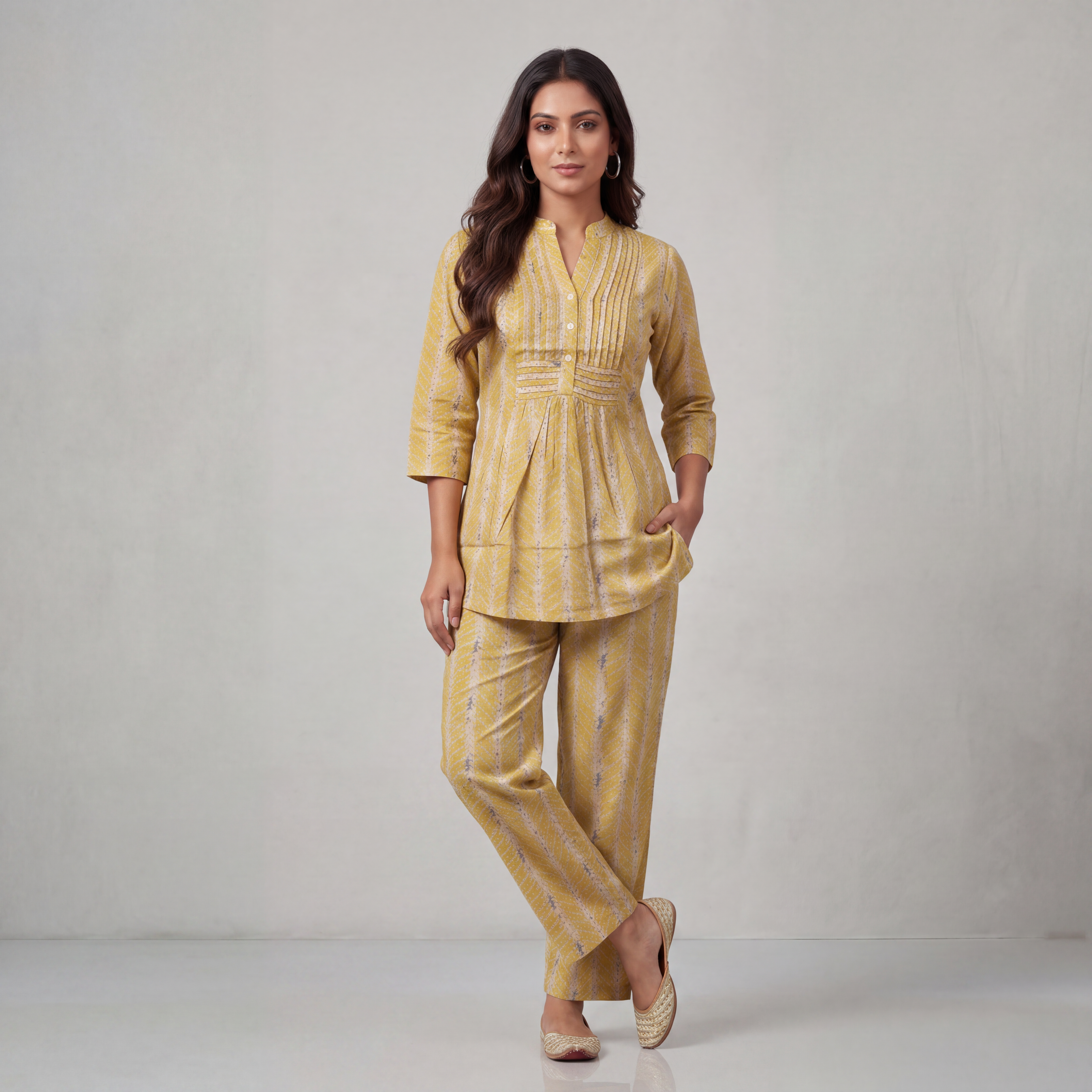 Sunlit Chevron Pintuck Co-Ord Set