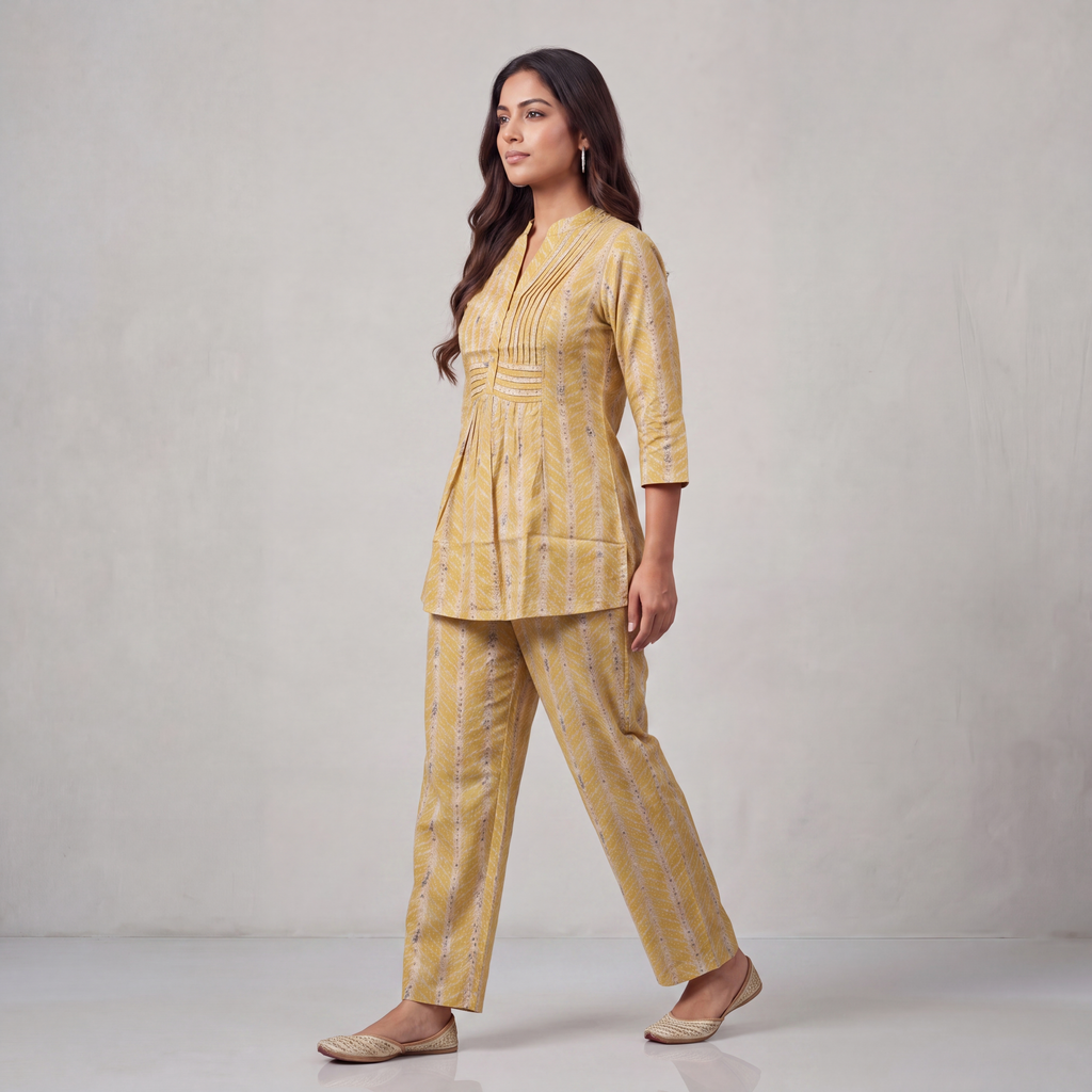 Sunlit Chevron Pintuck Co-Ord Set