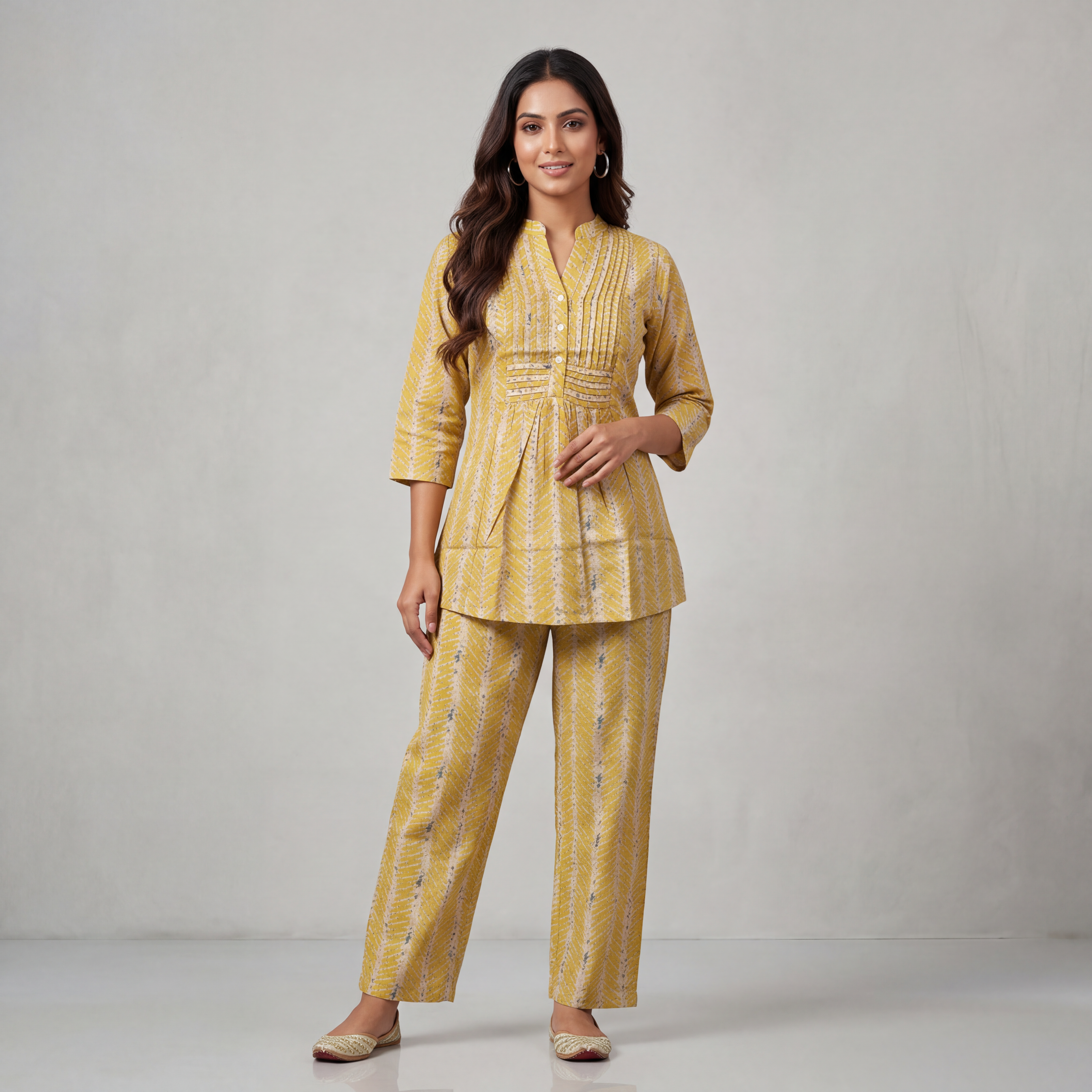 Sunlit Chevron Pintuck Co-Ord Set
