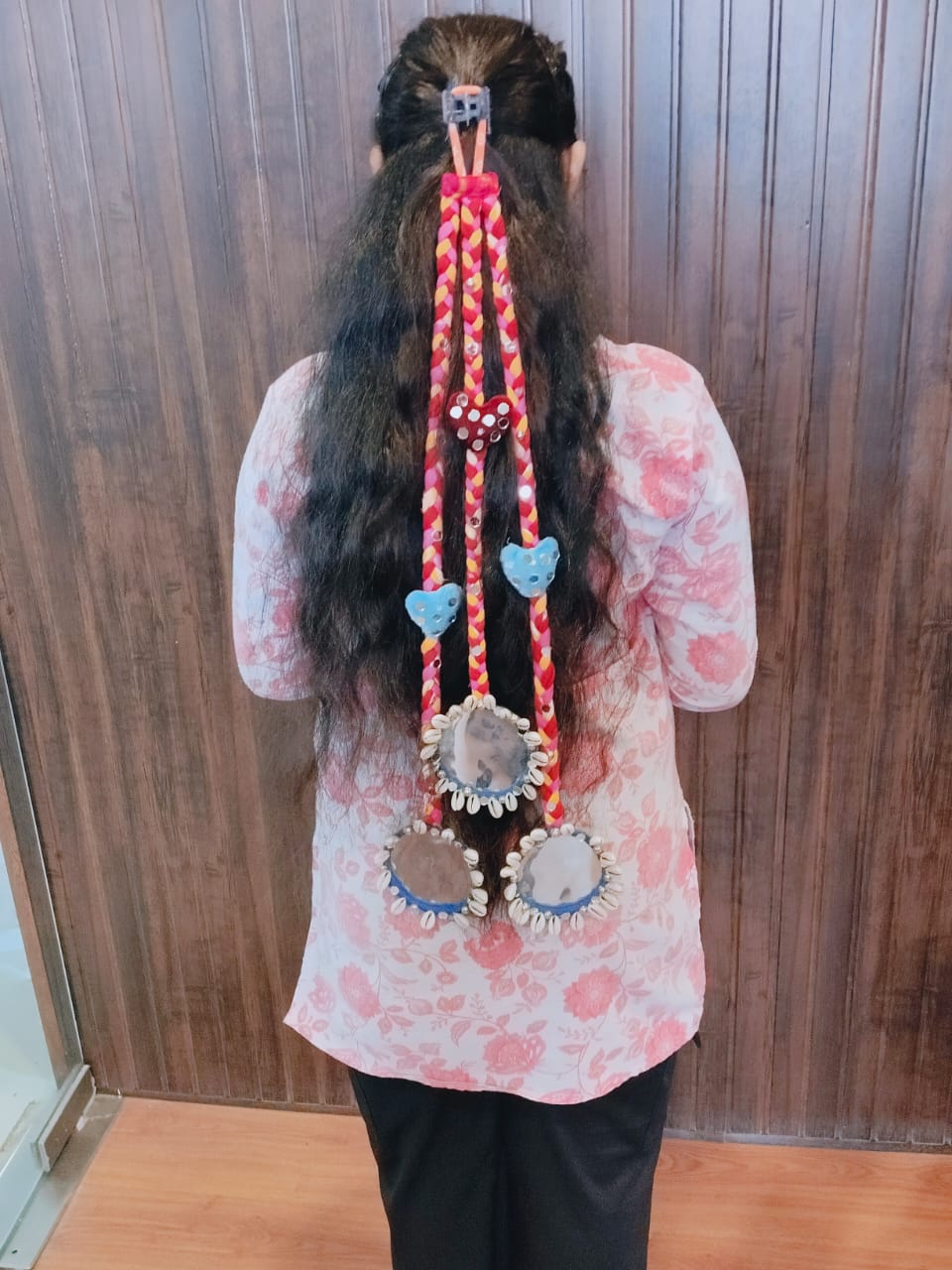 Boho Braided Hair Accessory with Mirror & Shell Embellishments