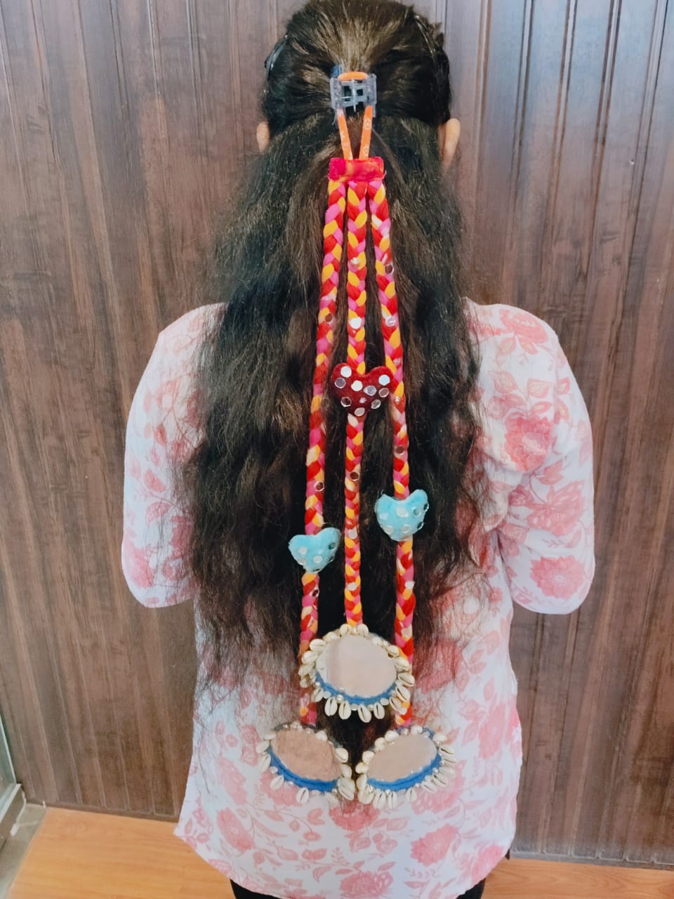 Boho Braided Hair Accessory with Mirror & Shell Embellishments