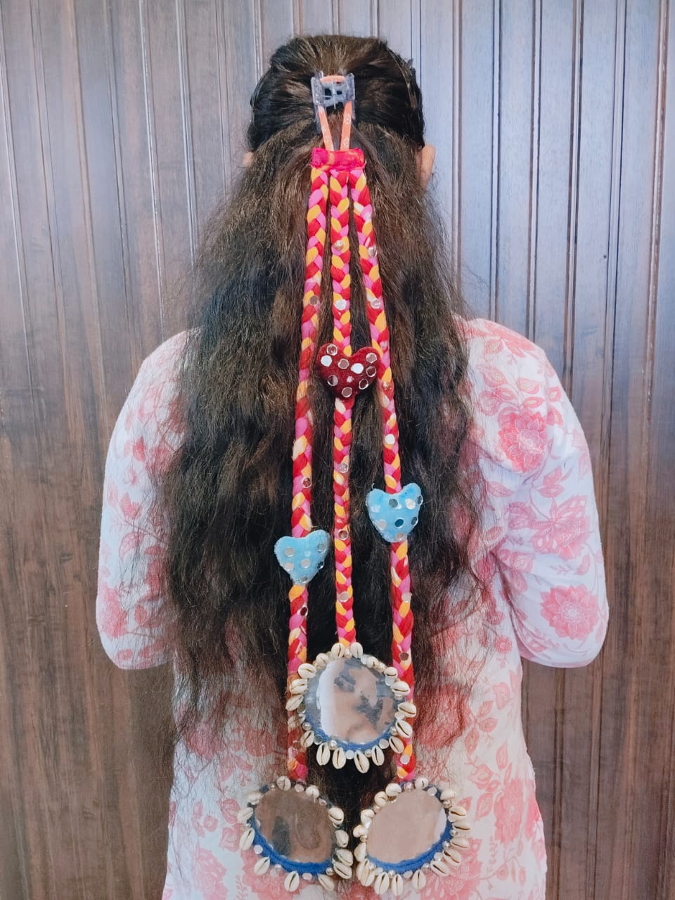 Boho Braided Hair Accessory with Mirror & Shell Embellishments