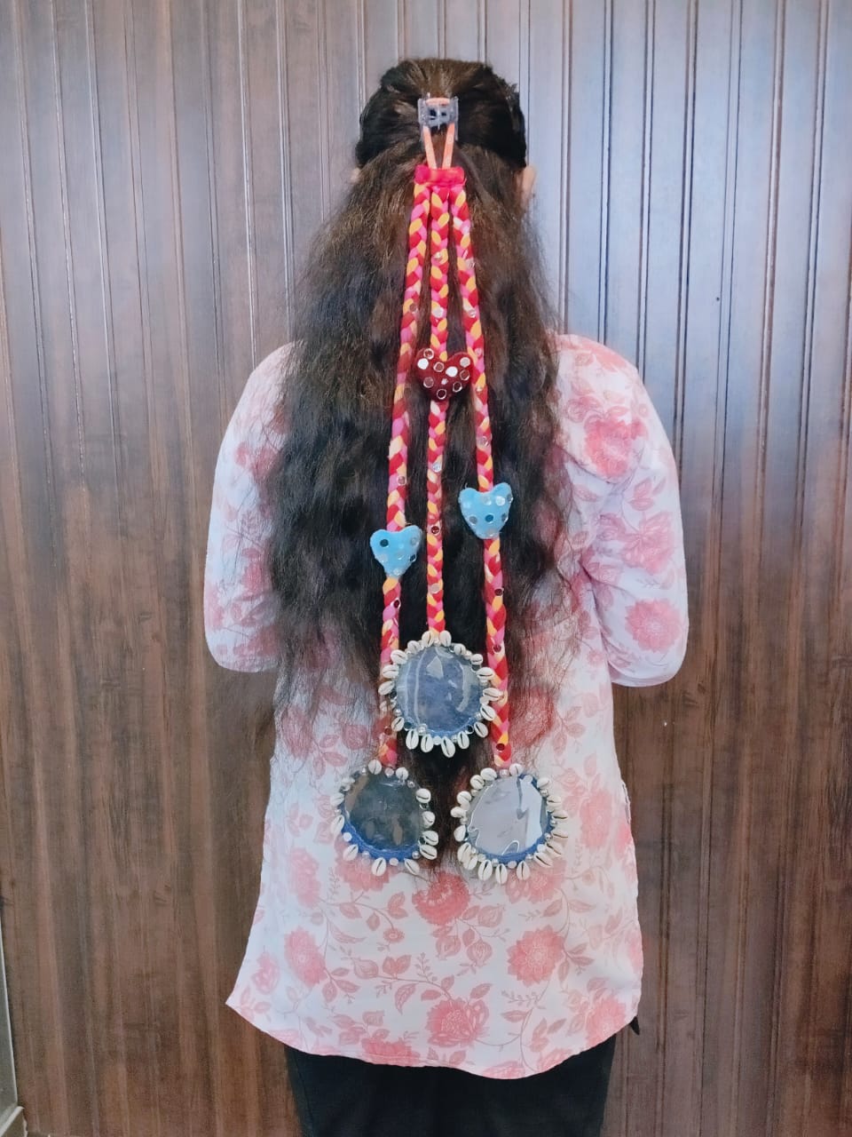 Boho Braided Hair Accessory with Mirror & Shell Embellishments