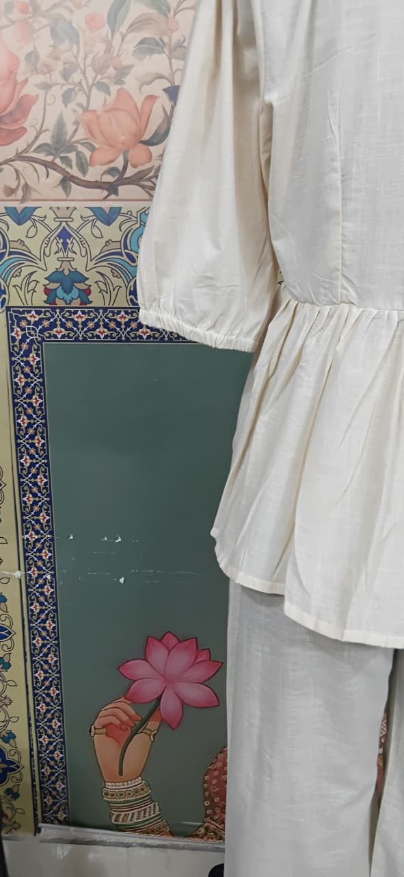 Off-White Embroidered Co-Ord Set