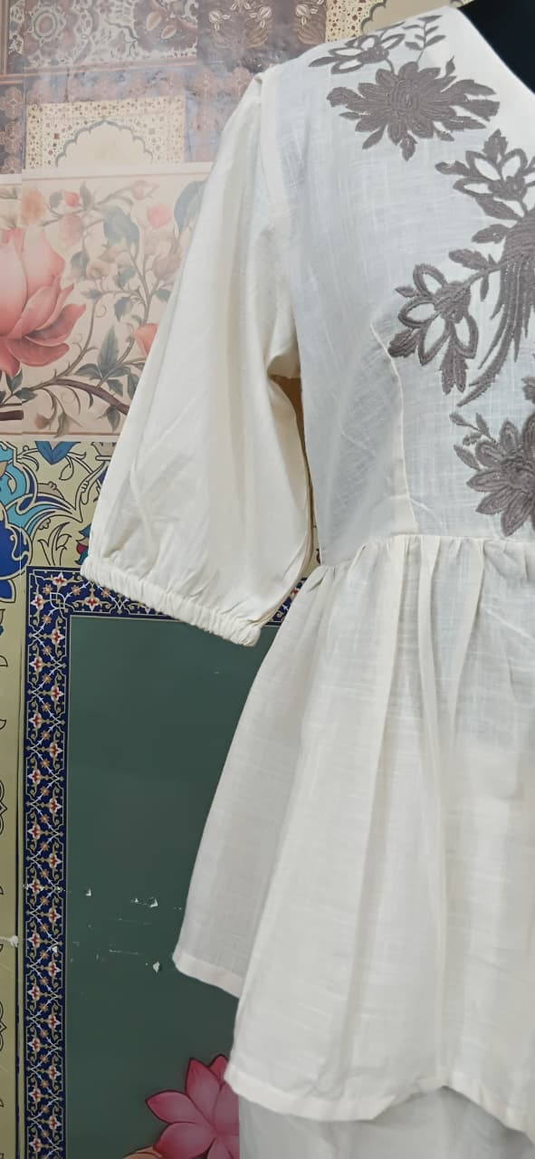 Off-White Embroidered Co-Ord Set