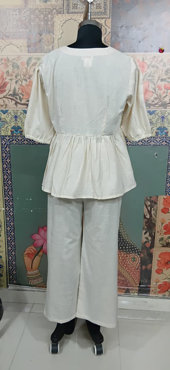 Off-White Embroidered Co-Ord Set