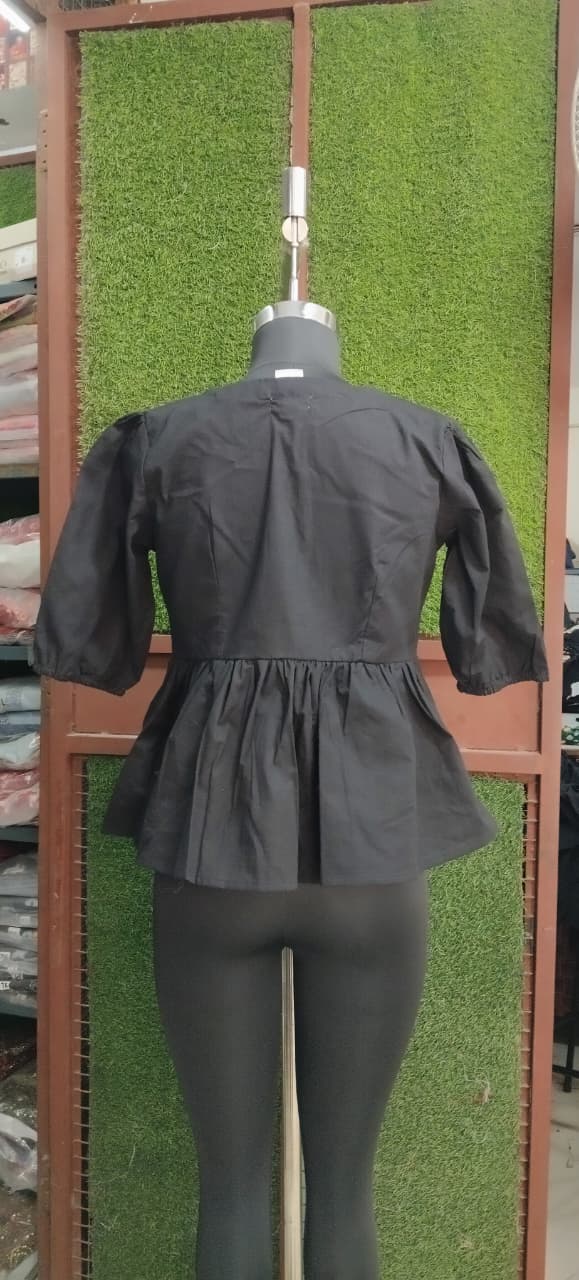 Black Embroidered Peplum Kurti